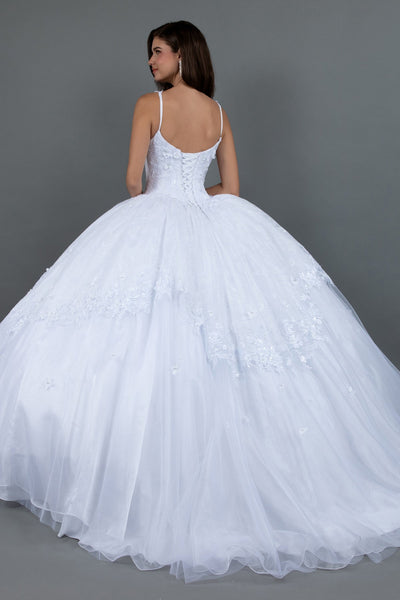 Juliet 1496HW Applique Lace-Up Tulle Wedding Ball Dress with A-Line Silhouette