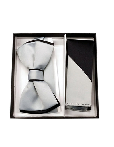 Silver & Black Bow Tie Set