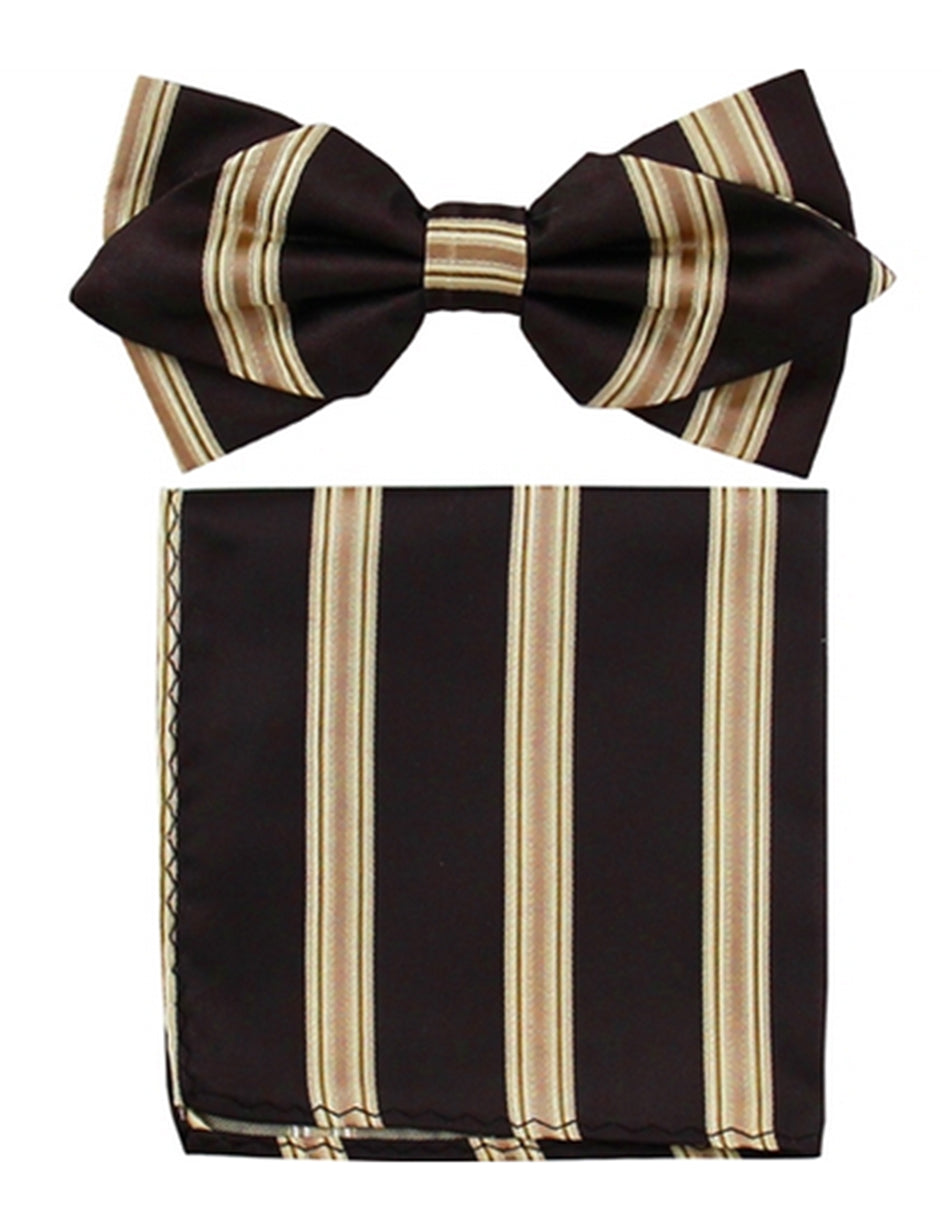 Black & Gold Stripe Bow Tie Set - Men's Tuxedo USA β SuitUSA