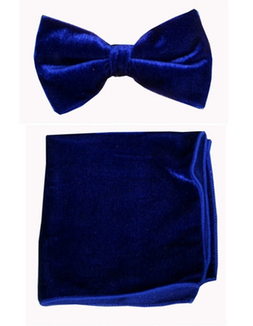 Navy Blue Velvet Bow Tie Set