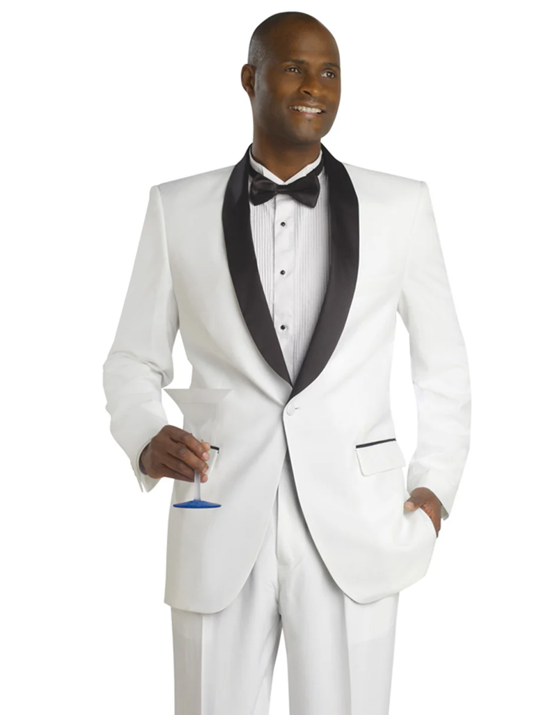 White Prom Suit - White Prom Tuxedo Suits - White Wedding 1 Button Shawl Tuxedo