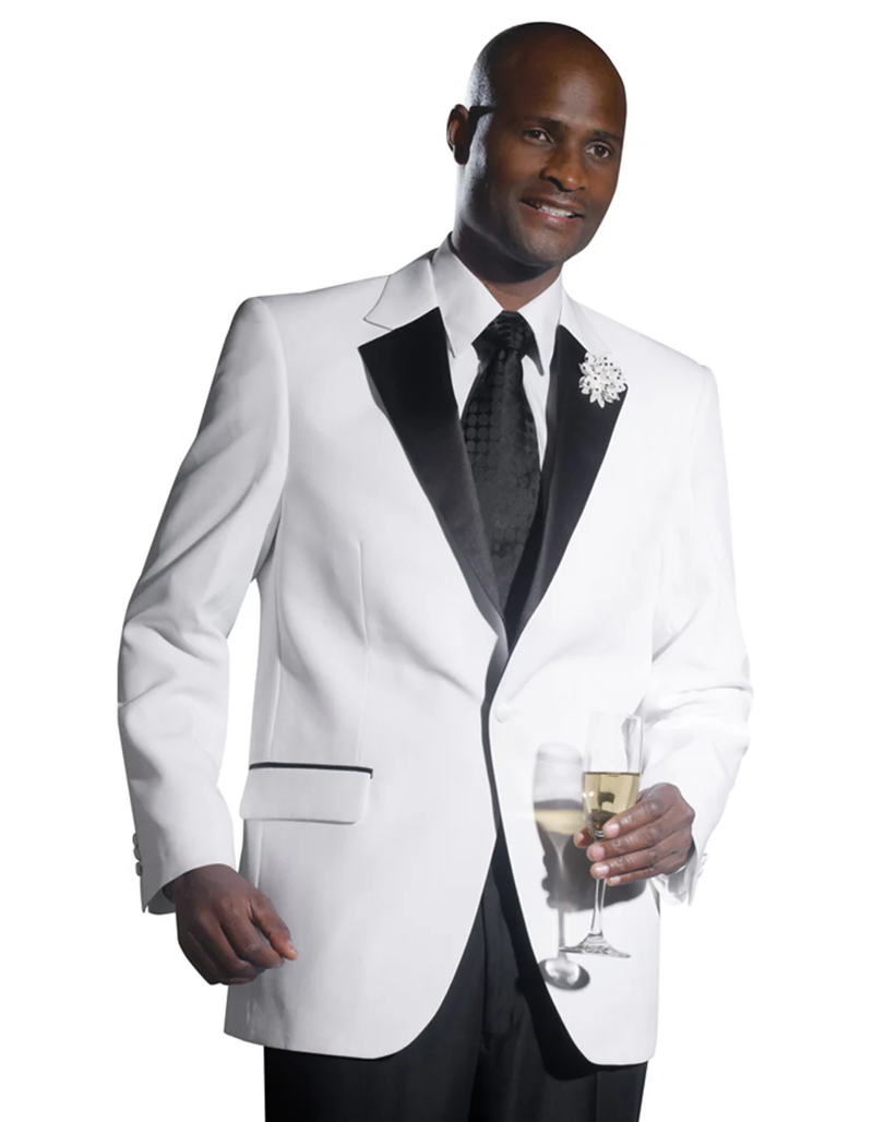 White Prom Suit - White Prom Tuxedo Suits - White Wedding 1 Button Notch Tuxedo