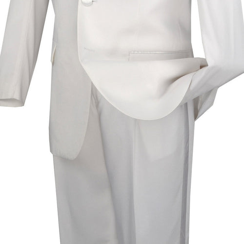 Slim Fit Shiny Sharkskin Men's 2 Piece Suit in White by Vinci
