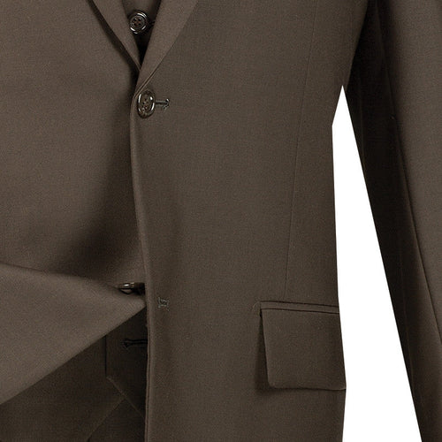 Naples Collection - Camel Modern Fit Double Breasted Windowpane Peak Lapel 2 Piece Suit by Vinci