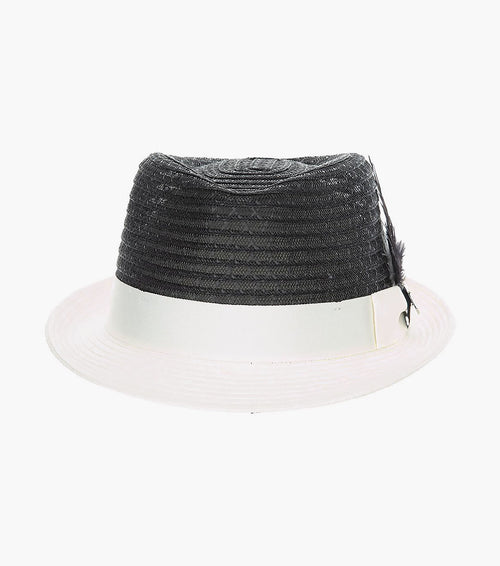 ZAYLEN FEDORA Paper Braided Pinch Front Hat
