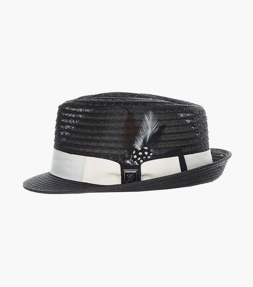 ZAYLEN FEDORA Paper Braided Pinch Front Hat