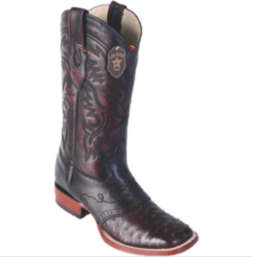 Men’s Los Altos Ostrich Boots With Saddle Wide Square Toe