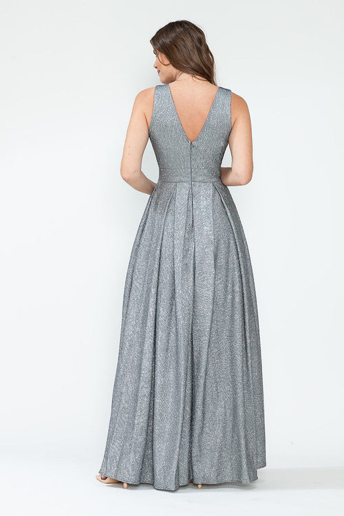 Lenovia 5256 Metallic Glitter Stretch Knit Sleeveless A-line Dress