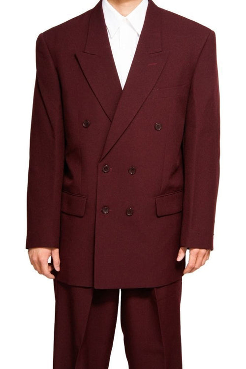 Mens Classic Wool Feel Double Breasted Suit in Navy by Vinci