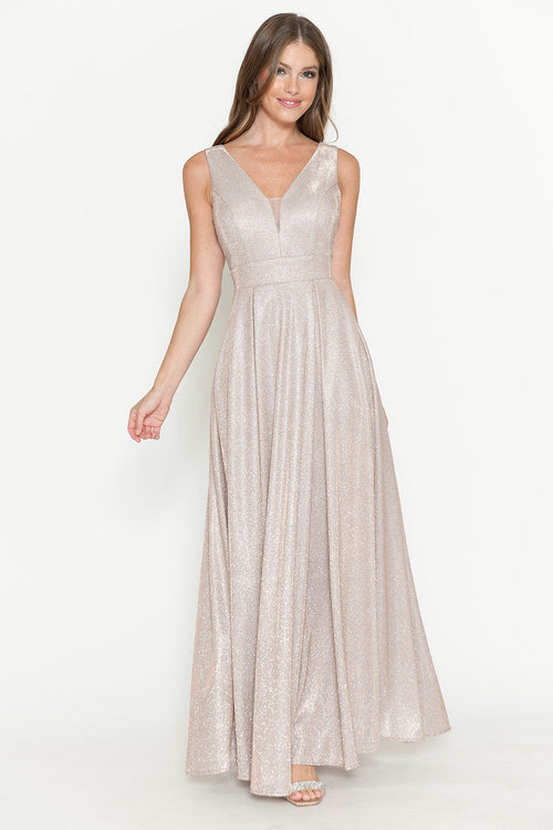 Lenovia 5256 Metallic Glitter Stretch Knit Sleeveless A-line Dress
