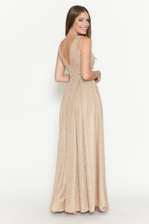 Lenovia 5256 Metallic Glitter Stretch Knit Sleeveless A-line Dress