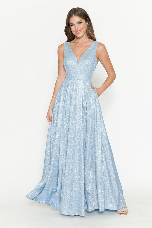 Lenovia 5256 Metallic Glitter Stretch Knit Sleeveless A-line Dress