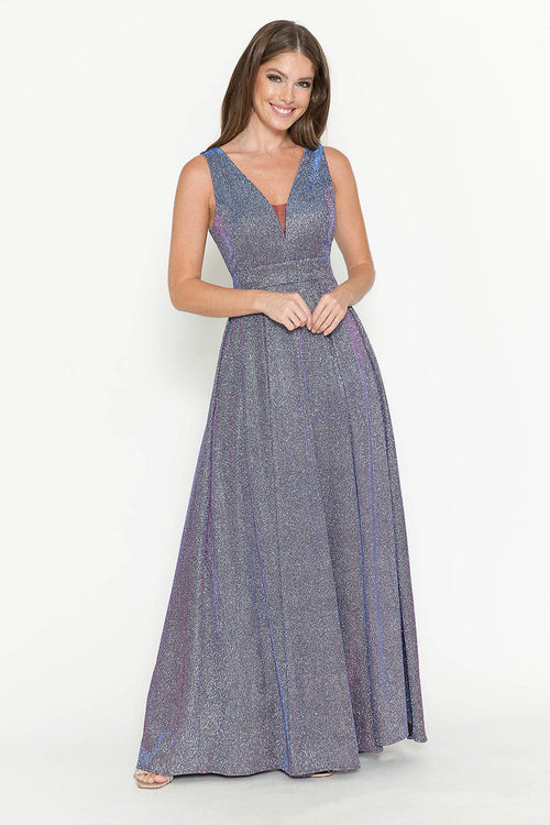 Lenovia 5256 Metallic Glitter Stretch Knit Sleeveless A-line Dress