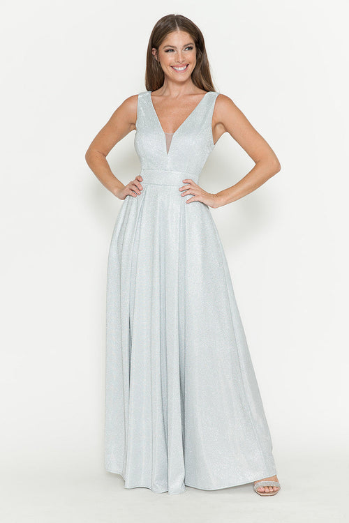 Lenovia 5256 Metallic Glitter Stretch Knit Sleeveless A-line Dress