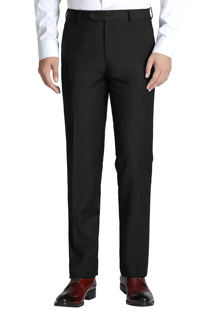 Men's Black Wool Feel Slim Fit Dress Pants – SuitUSA