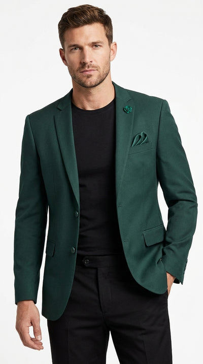 Menβs Hunter Green Blazer β Classic Two Button Sport Coat for Wedding & Formal Wear