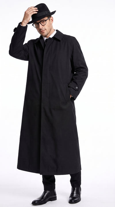 Menβs Neo Matrix Inspired Black Trench Coat β Long Full-Length Gothic Movie Style Overcoat