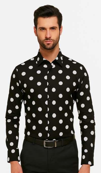 100% Cotton Dress Shirt Polka Dot Pattern Formal Or Casual Multi-color Men's Dress Shirt