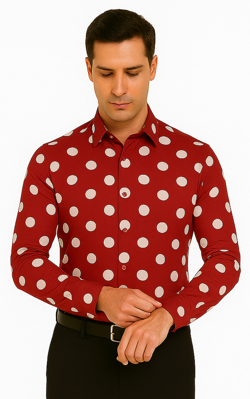 100% Cotton Dress Shirt Polka Dot Pattern Formal Or Casual Multi-color Men's Dress Shirt
