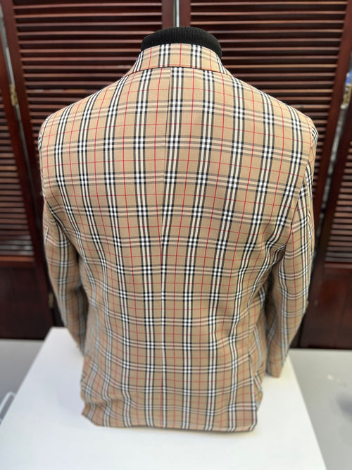 Classic Beige Checkered Blazer - Tan Plaid Sport Coat - Camel Windowpane Pattern by USA Men's Outlet