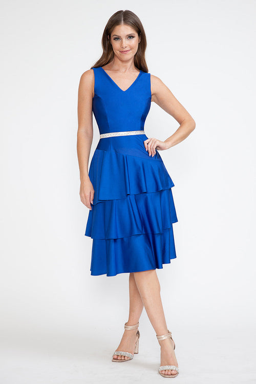 Lenovia 5283 Tiered Skirt Stretch Crepe 2-Piece Jacket Dress