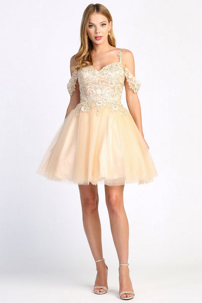 Adora Design 1006 Off Shoulder A Line Glitter Homecoming Dress