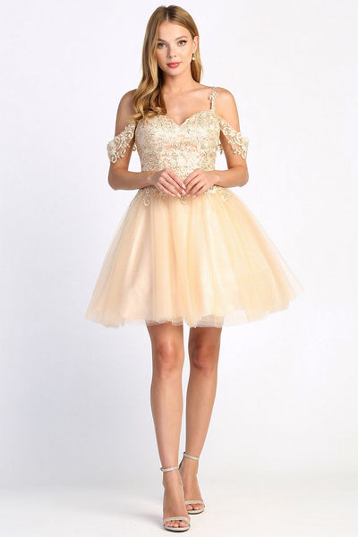 Adora Design 1006 Off Shoulder A Line Glitter Homecoming Dress