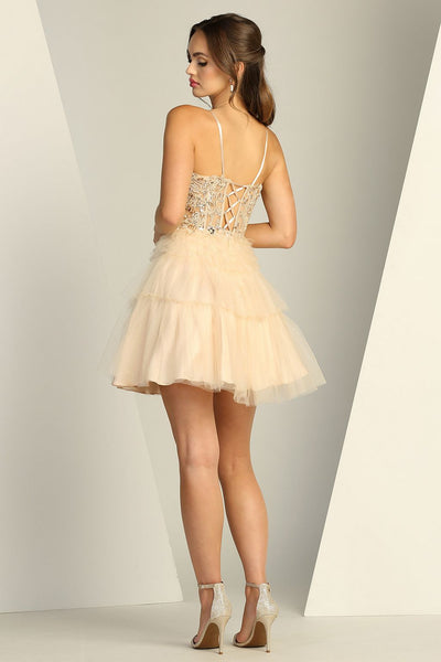 Adora Design 1059 Short Tulle Corset Layered A-Line Prom Dress
