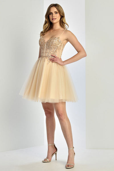 Adora Design 1065 Short A-Line Corset Applique Homecoming Dress