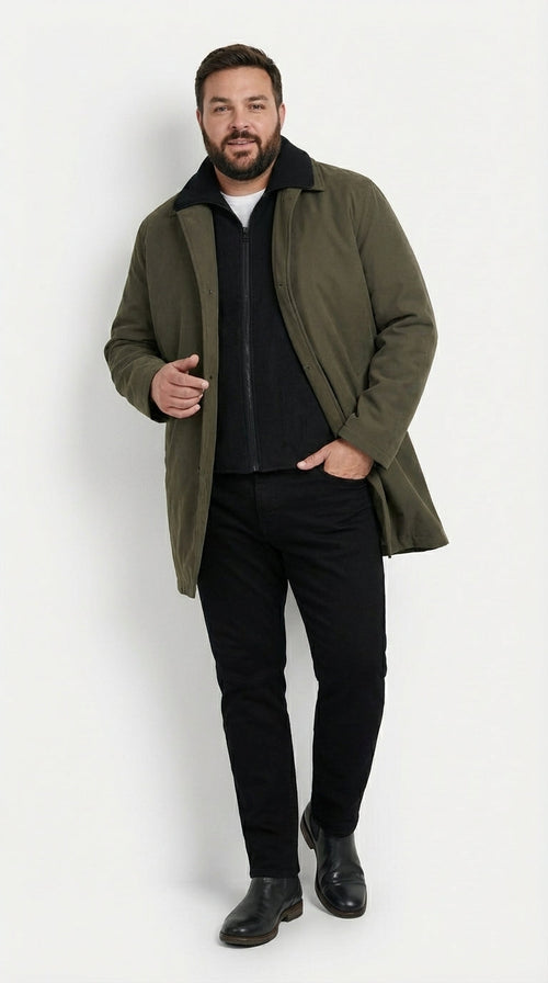 Mens Olive Brown Trench Coat Raincoat β Classic Water Resistant Long Coat with Zip and Button Closure for Business, Travel and Everyday Outerwear