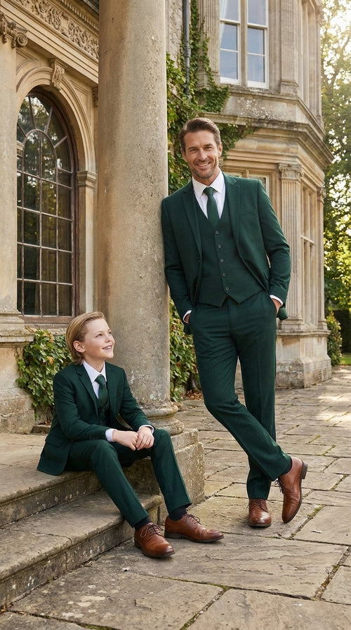 Dad & Son Matching Dark Green 3-Piece Suits β Father and Son Wedding Formal Suits