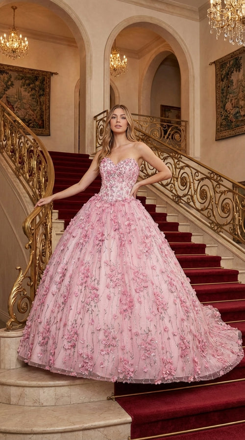 Layla K LK190 3D Floral Strapless Corset Quinceanera Ball Gown