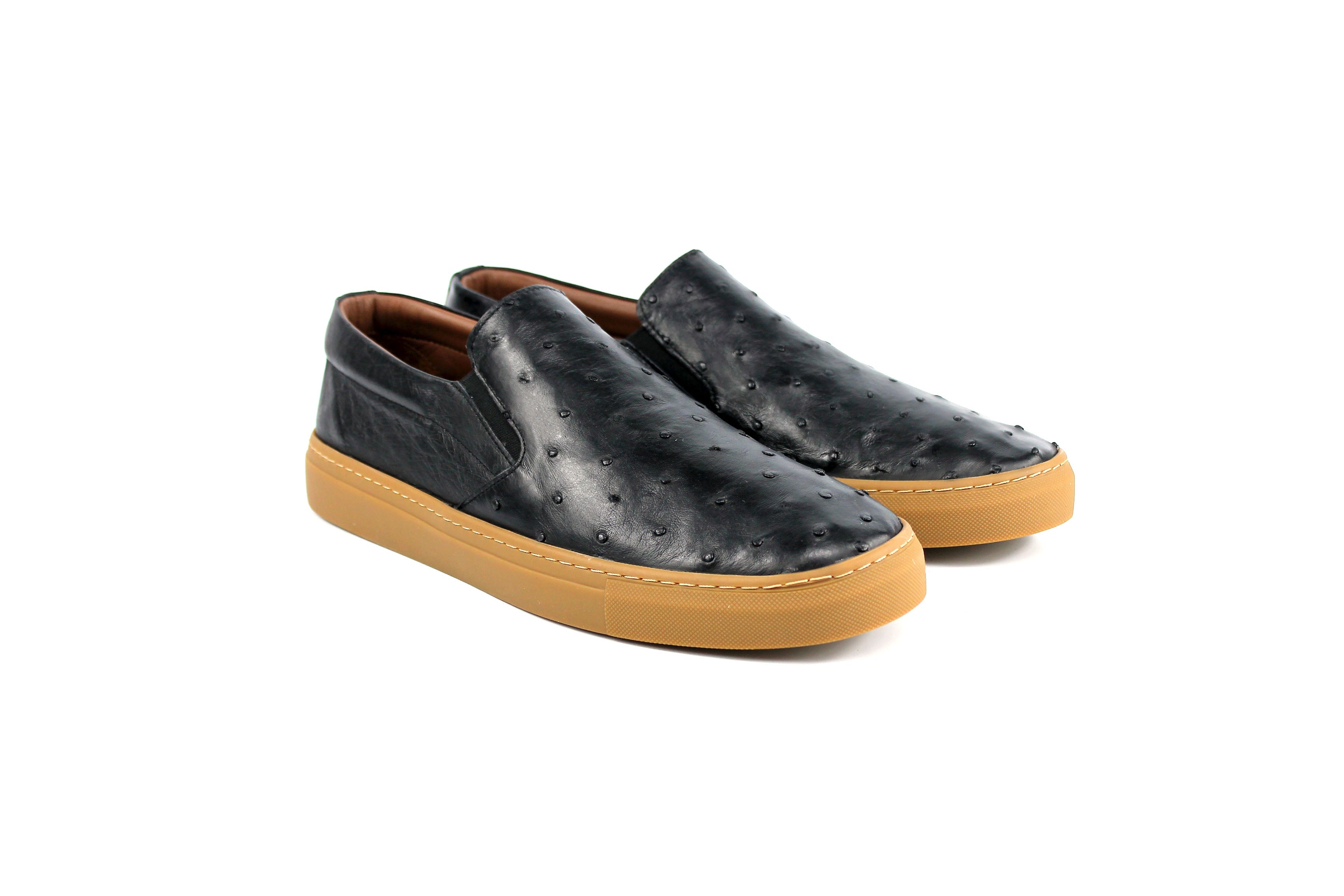 P013 Grafton Genuine Ostrich Fashion Loafer- Black – SuitUSA