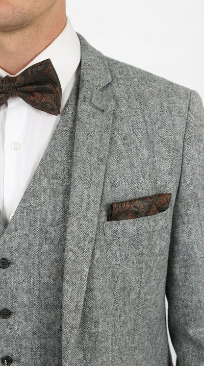 Men’s Edwardian Grey 3-Piece Suit – Dickens Downton Abbey Victorian Vintage Tweed Suit