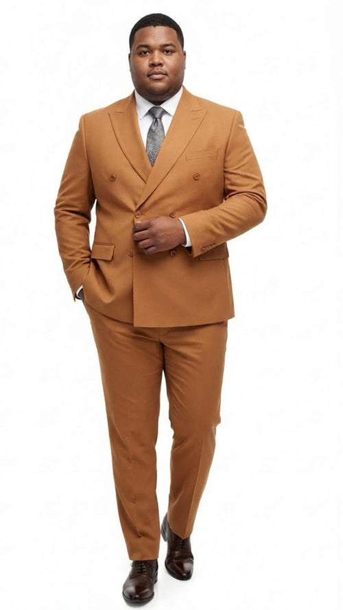 Men’s Vitali Brand Rustish Orange Brown Copper Color Double Breasted Slim Fit Suit USA Men's Outlet