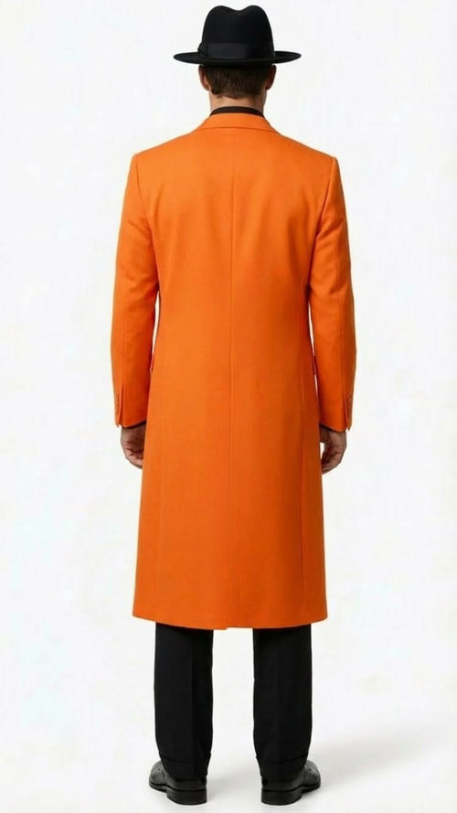 Men’s halloween Costume Orange Long Zoot Suit Set With Black Shirt and Black Pants included