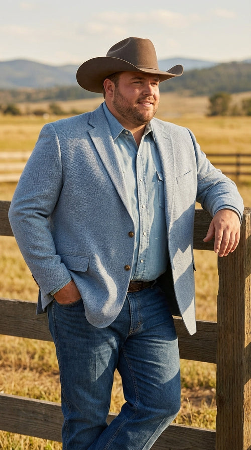 Mens Rugby Teal Baby Sky Western Blazer – Cowboy Style Casual Sport Coat for Men Classic Western Jacket in Light Blue Color