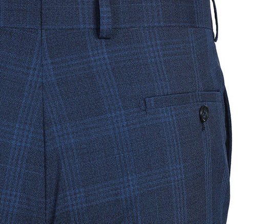 English Laundry 2-Piece Blue Plaid Wool Blend Slim Fit Dress Suit