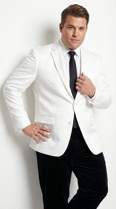 Men’s White Disco Blazer 1980s Sequin Style Jacket – Lapel Collar Party Blazer, Formal Evening Wear, Halloween Masquerade Club Outfit