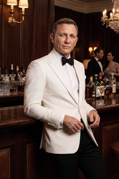 Men’s Pure White Dinner Jacket Blazer – James Bond Style Formal Tuxedo Blazer for Wedding, Black Tie & Evening Wear