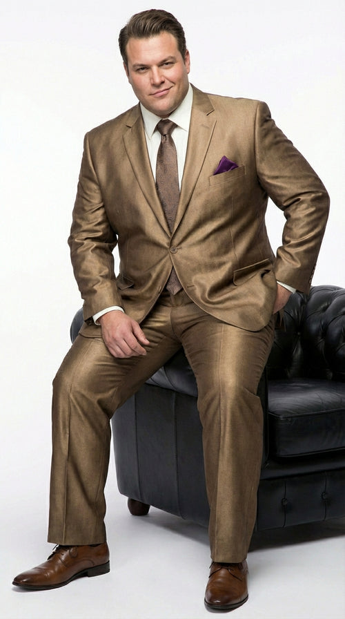 Mens Gold Brown Tan Beige Khaki Bronze Formal Suit β Luxury Metallic Finish Wedding and Prom Suit for Men