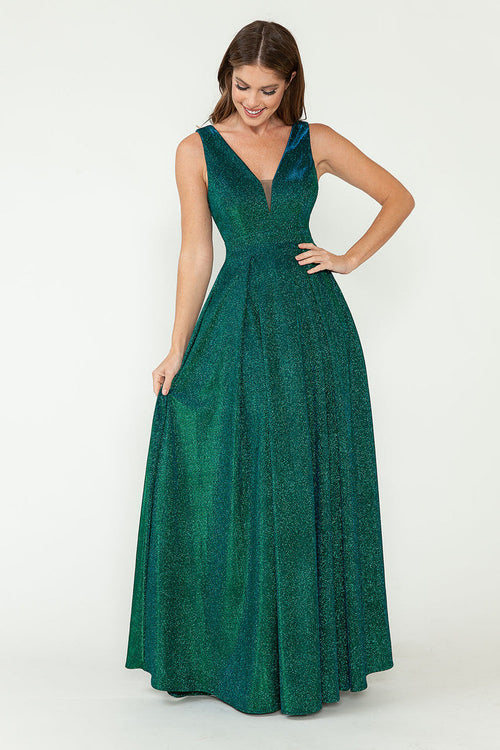 Lenovia 5256 Metallic Glitter Stretch Knit Sleeveless A-line Dress
