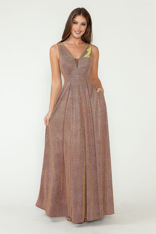 Lenovia 5256 Metallic Glitter Stretch Knit Sleeveless A-line Dress