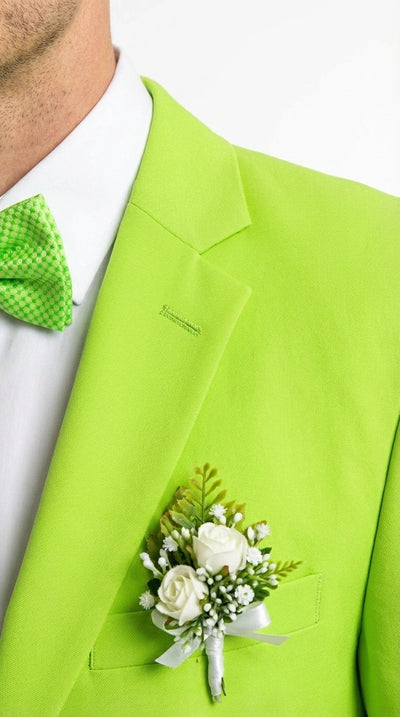 Men’s Neon Green Suit – Bright Lime Green Fashion Suit for Prom, Party, Stage Performance and Statement Formal Wear