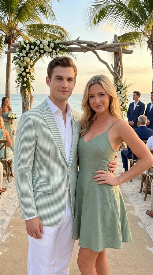 Mens Sage Green Seersucker Blazer – Lightweight Striped Summer Sport Coat Casual Smart Formal Jacket