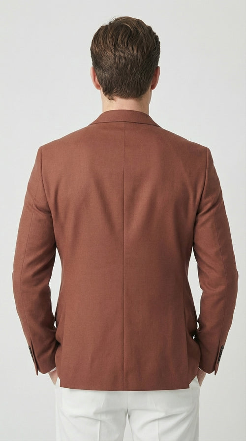 Mens Rustic Brown Light Burnt Orange Copper Blazer β Classic Fit Single Breasted Formal Casual Dress Jacket