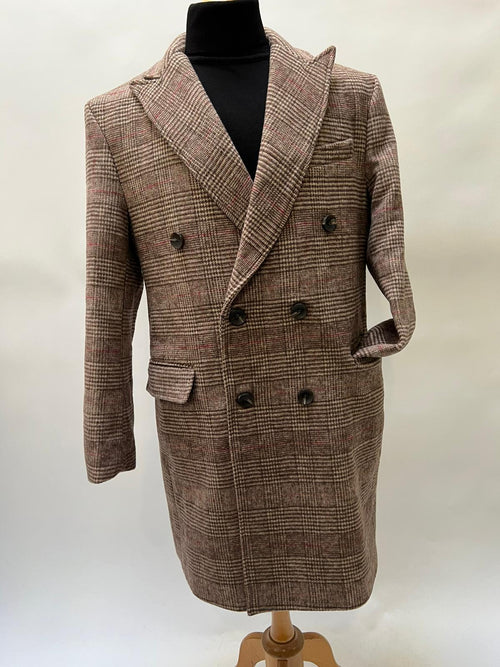 Mens Peaky Blinders Gray Plaid Double Breasted Overcoat + Suit Peaky Blinders Vintage Wool Blend Coat 1920's