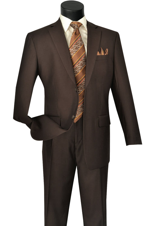Mens 2 Button Classic Fit Pleated Pant Suit in Black by Vinci