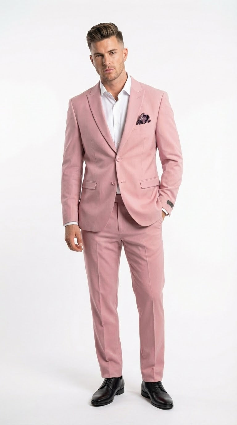 Vitali Brand Modern Fit Men’s Light Pink Formal Suit - Blush Color – SuitUSA