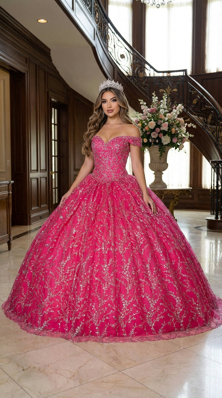Layla K LK183 Off Shoulder Corset Quinceanera Glitter Ball Gown – SuitUSA